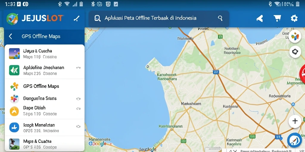 Antarmuka aplikasi JEJUSLOT yang modern dan fungsional untuk GPS Offline Maps.