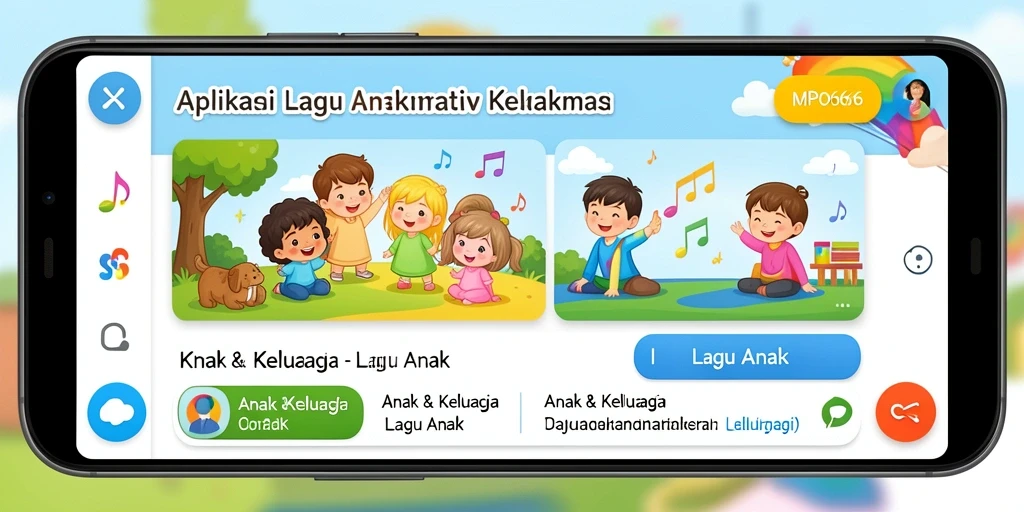 Antarmuka menarik dan berwarna dari aplikasi Lagu Anak.