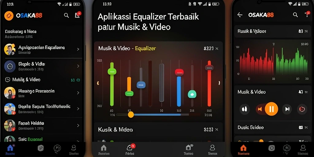 Screenshot antarmuka aplikasi OSAKA88 yang menampilkan fungsi Equalizer.