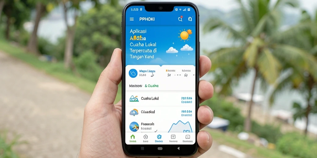 Tampilan antarmuka utama PPHOKI dengan informasi cuaca lokal.